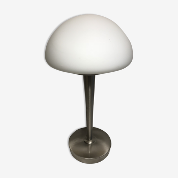 Lampe champignon lucide années 70 Métal chromé et opaline Blanc France vintage