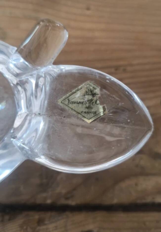 Set of 2 crystal ashtrays in apple and pear shapes.