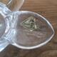 Set of 2 crystal ashtrays in apple and pear shapes.