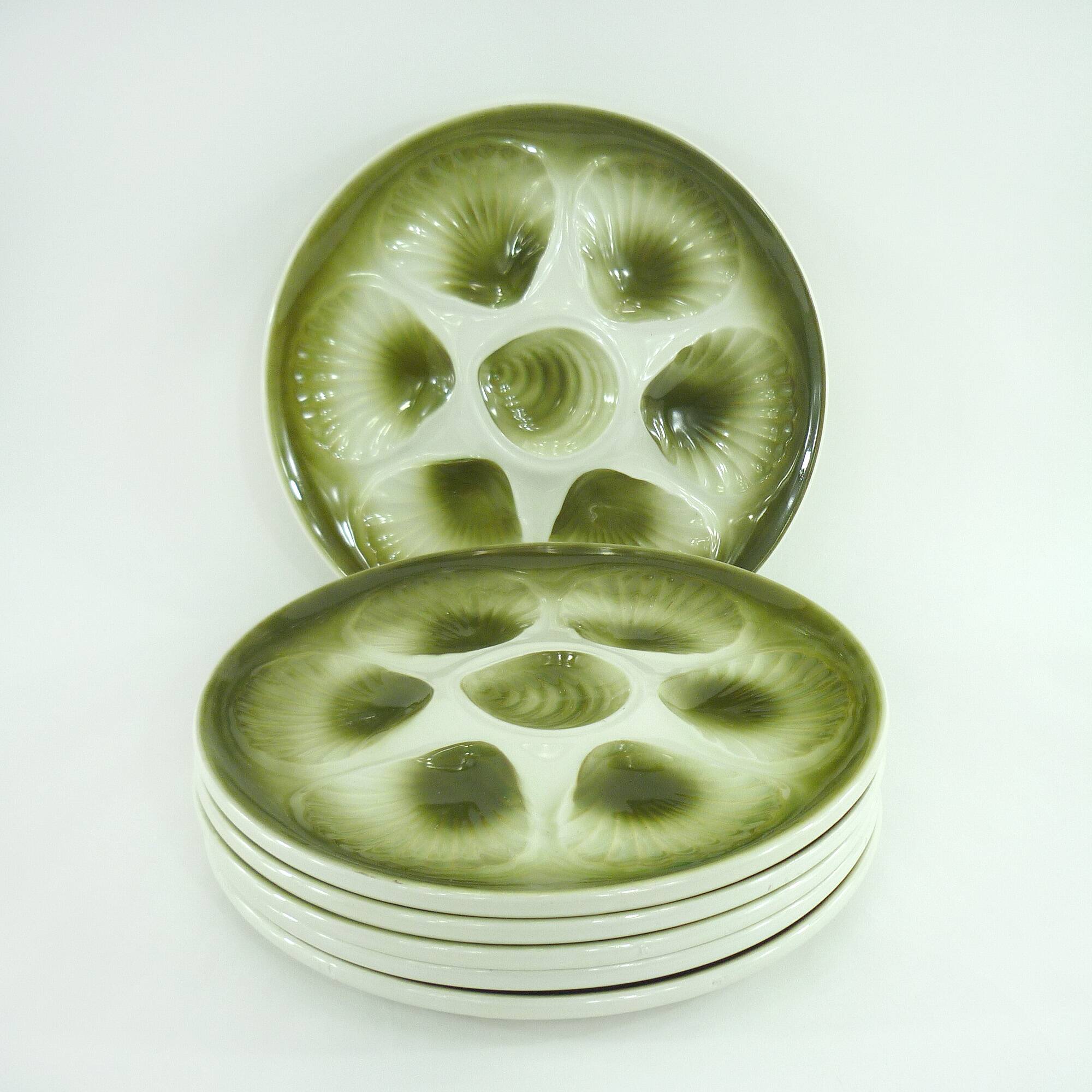6 Orchies Moulin des Loups oyster plates from France - vintage 1970s