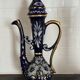 Pair of vintage jugs / pitchers in cobalt blue and gold ceramic – Made i