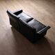 Dieter Rams Model 620 two seater sofa in black leather for Vitsoe, 1980s