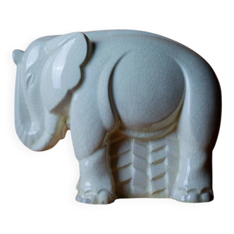 Art Deco elephant in crackled earthenware by Charles Lemanceau - St Clément