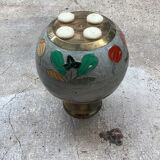Vase boule en laiton émaillé ancien