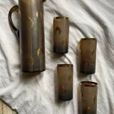 1930s brown and gold orangeade set