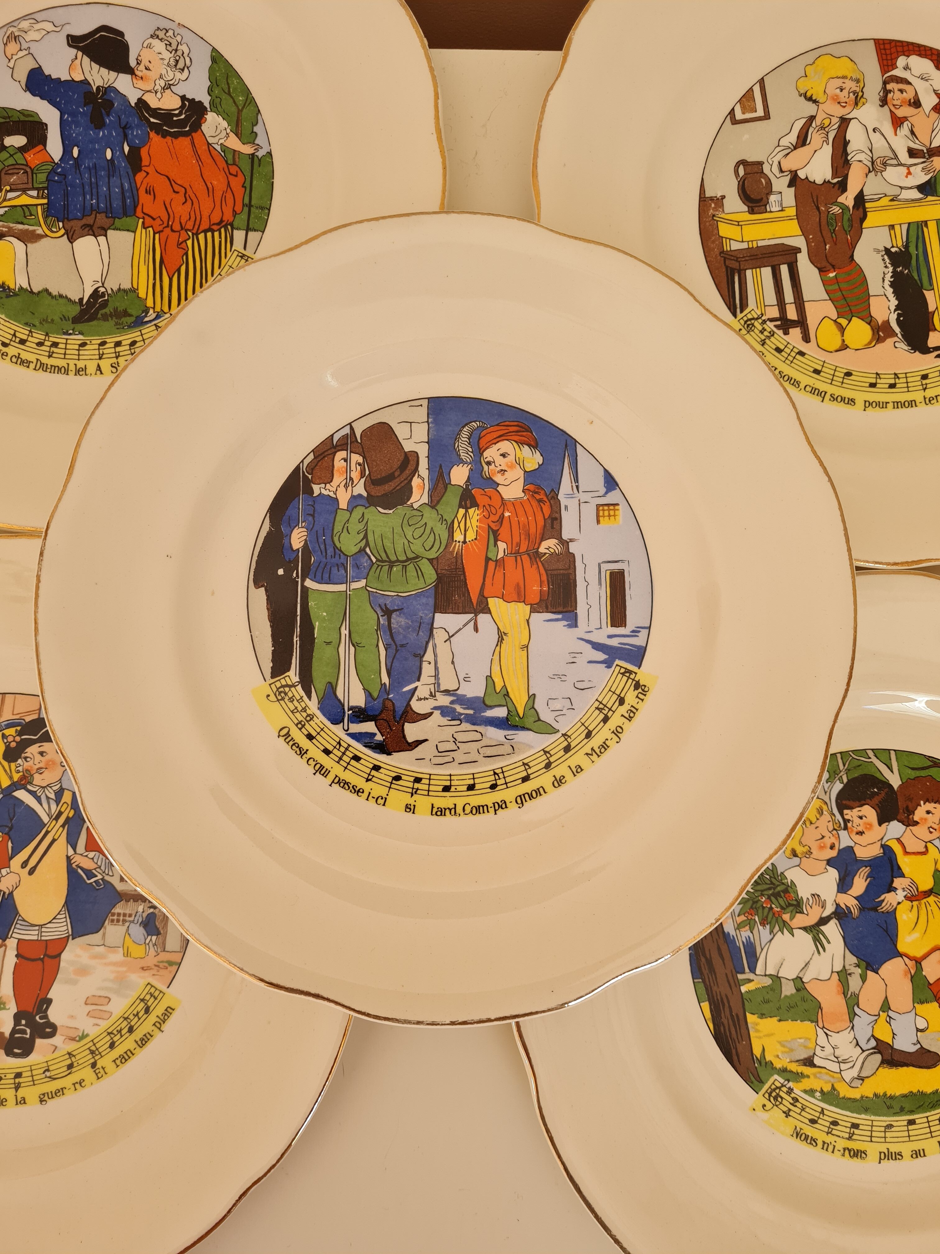 Dessert plates nursery rhymes of digoin and sarreguemine