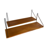 Pair shelves string wood vintage midcentury