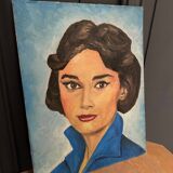 Portrait de femme huile sur isorel XXe