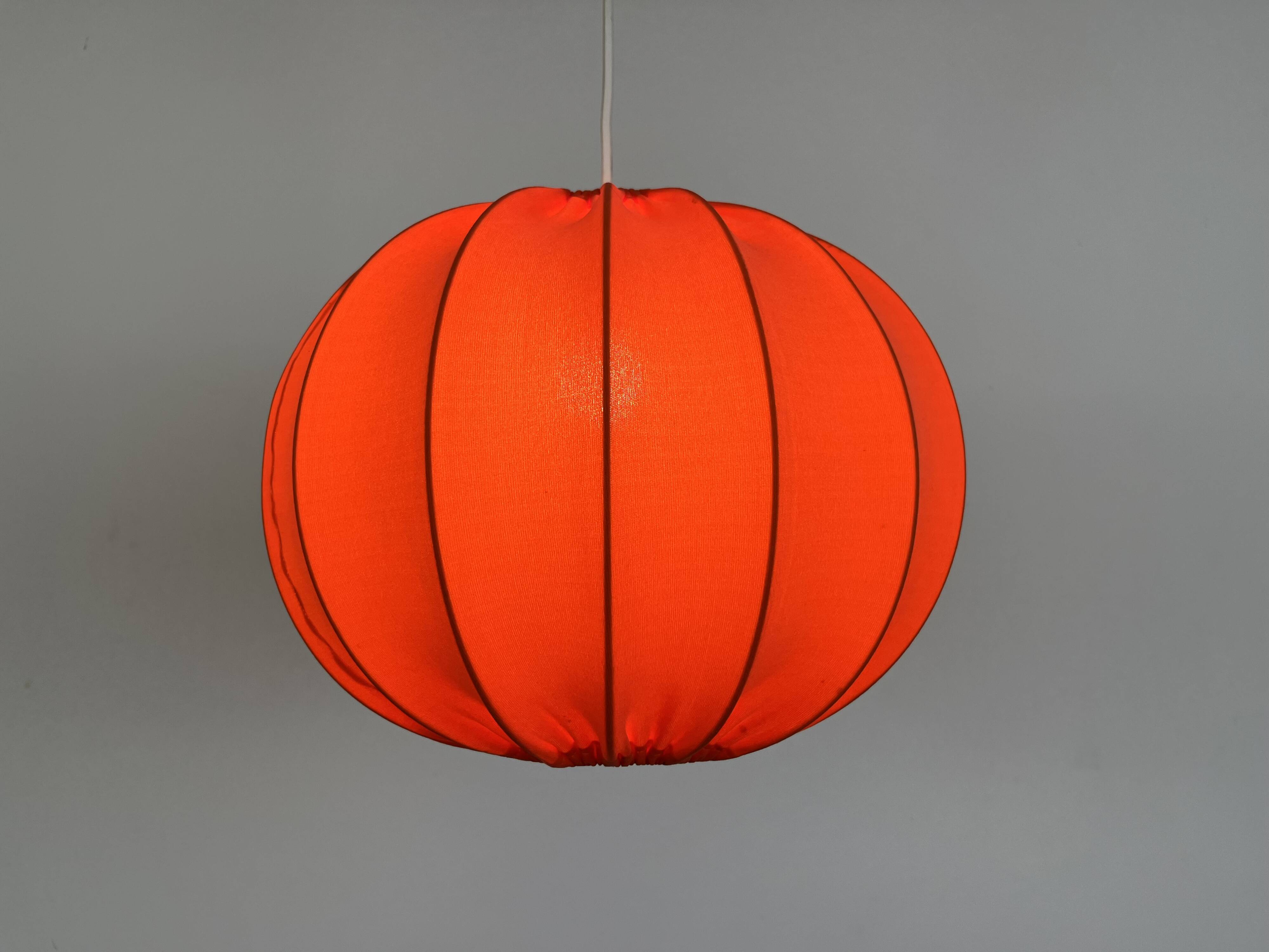 Cocoon orange fabric pendant light, 70s vintage style