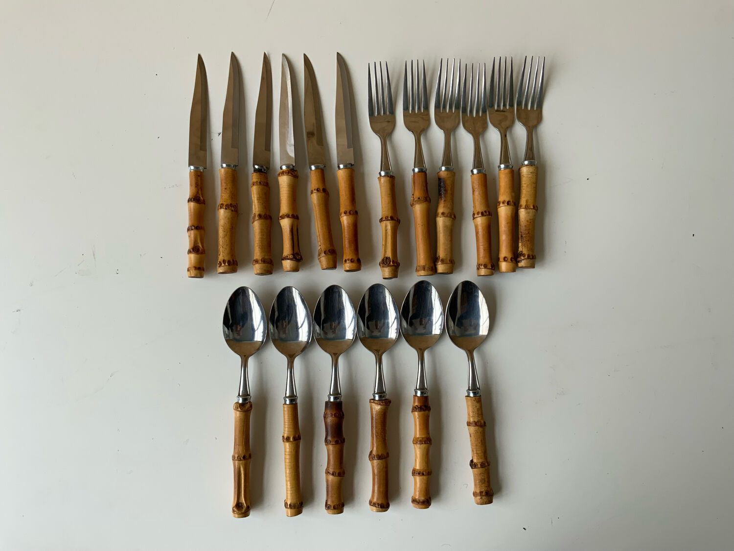 Vintage bamboo cutlery set