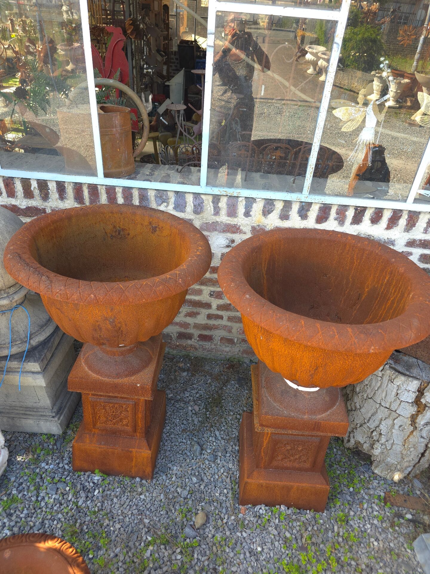 Medical vases with cast iron bases (the pair)