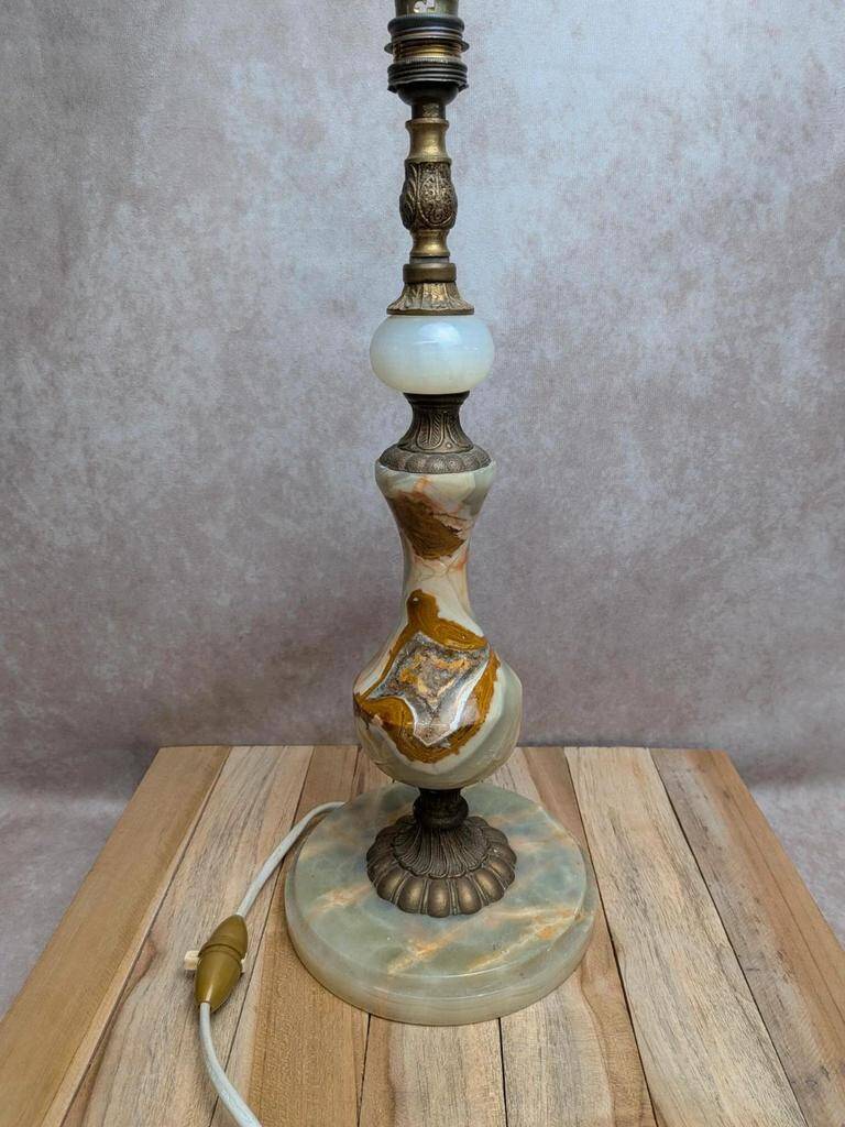 Vintage lamp base in onyx and brass