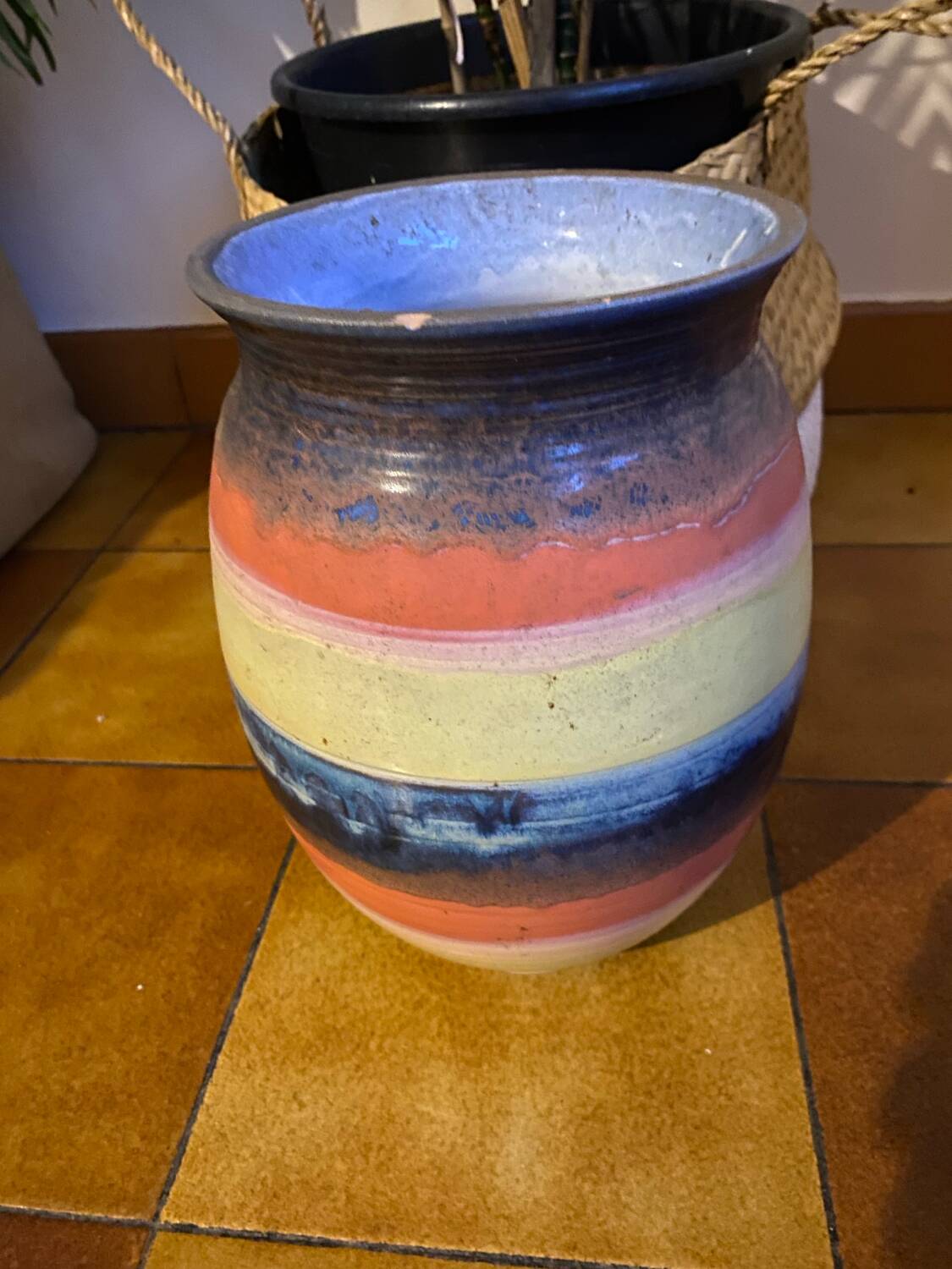 Hand-turned glazed terracotta vase