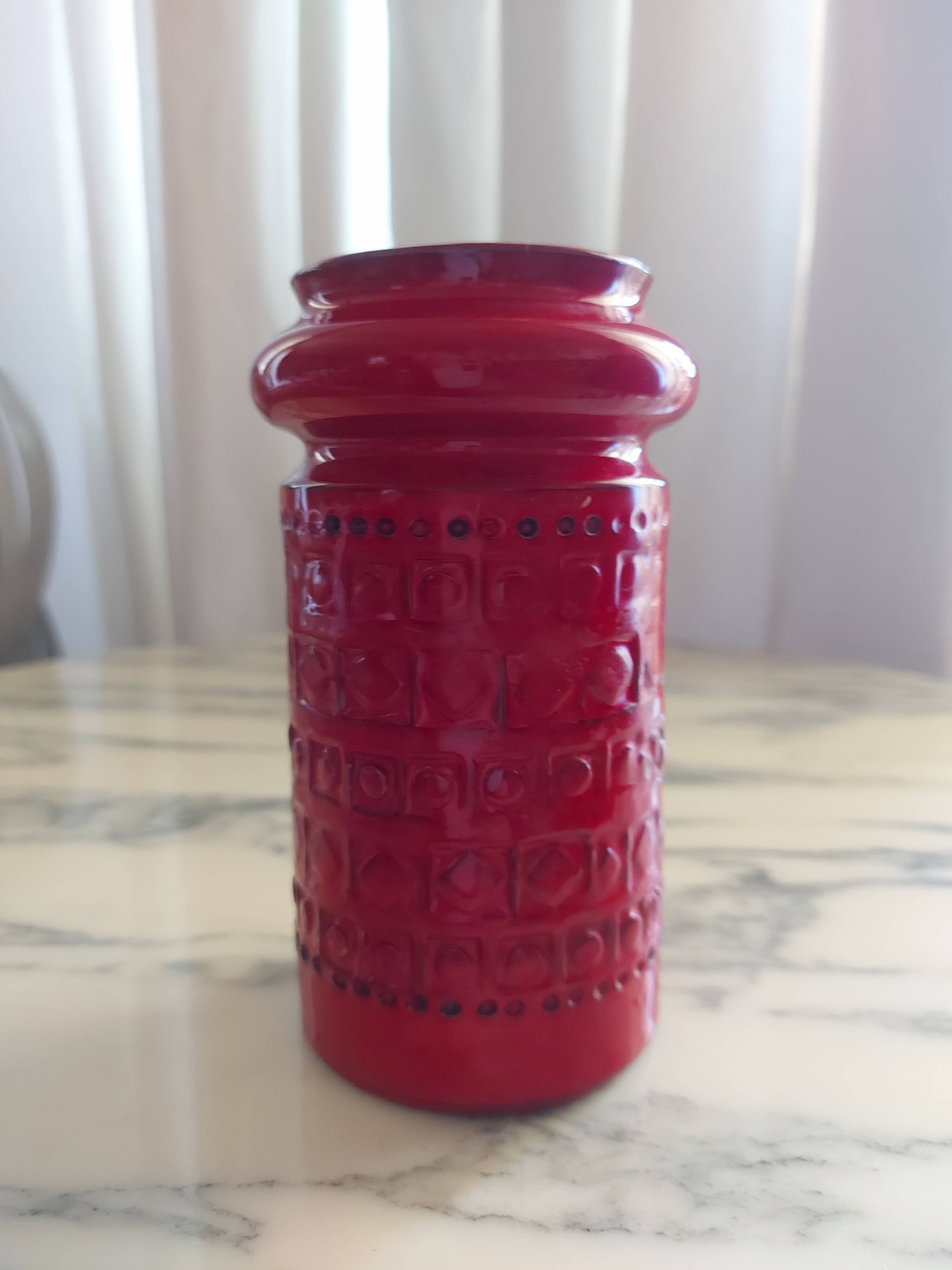 Red ceramic vase Aldo Londi , Bitossi , Italy