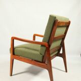 Fauteuil vintage vert eucalyptus bouclé 1960 design scandinave