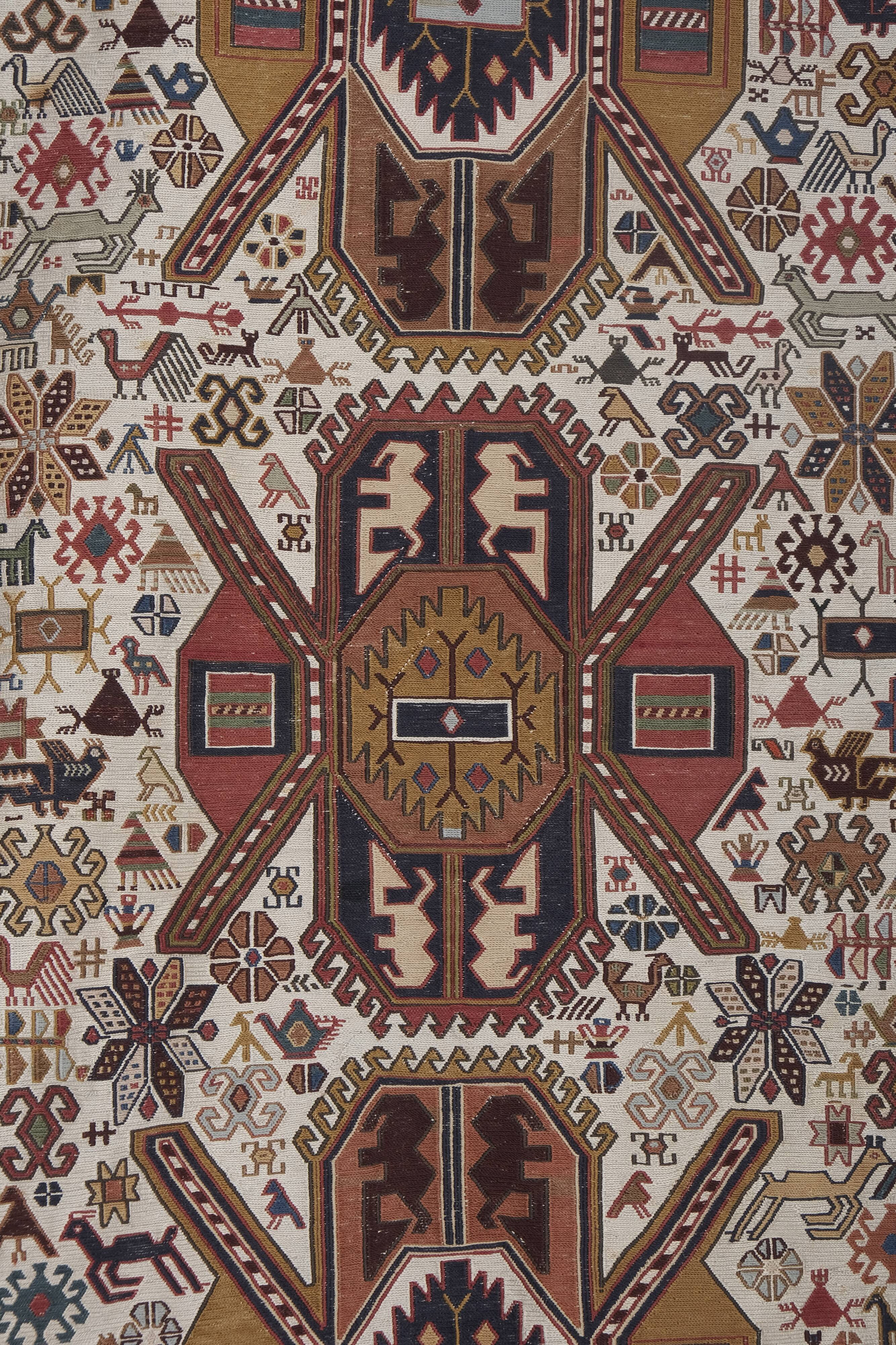 Vintage Turkish rug from Oushak, hand-woven 107x192 cm