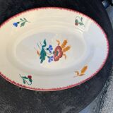 Lot de deux plats, un à gâteaux et un plat de service peint à la main moulin des loups hamage Cérès
