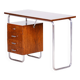 Bauhaus Writing Desk in Oak and Chrome by R. Slezák, Czech, 1930s