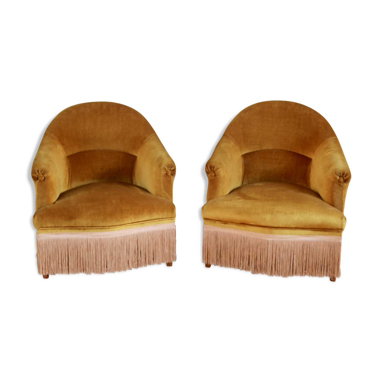 Pair of 1950 gold velvet toad chairs