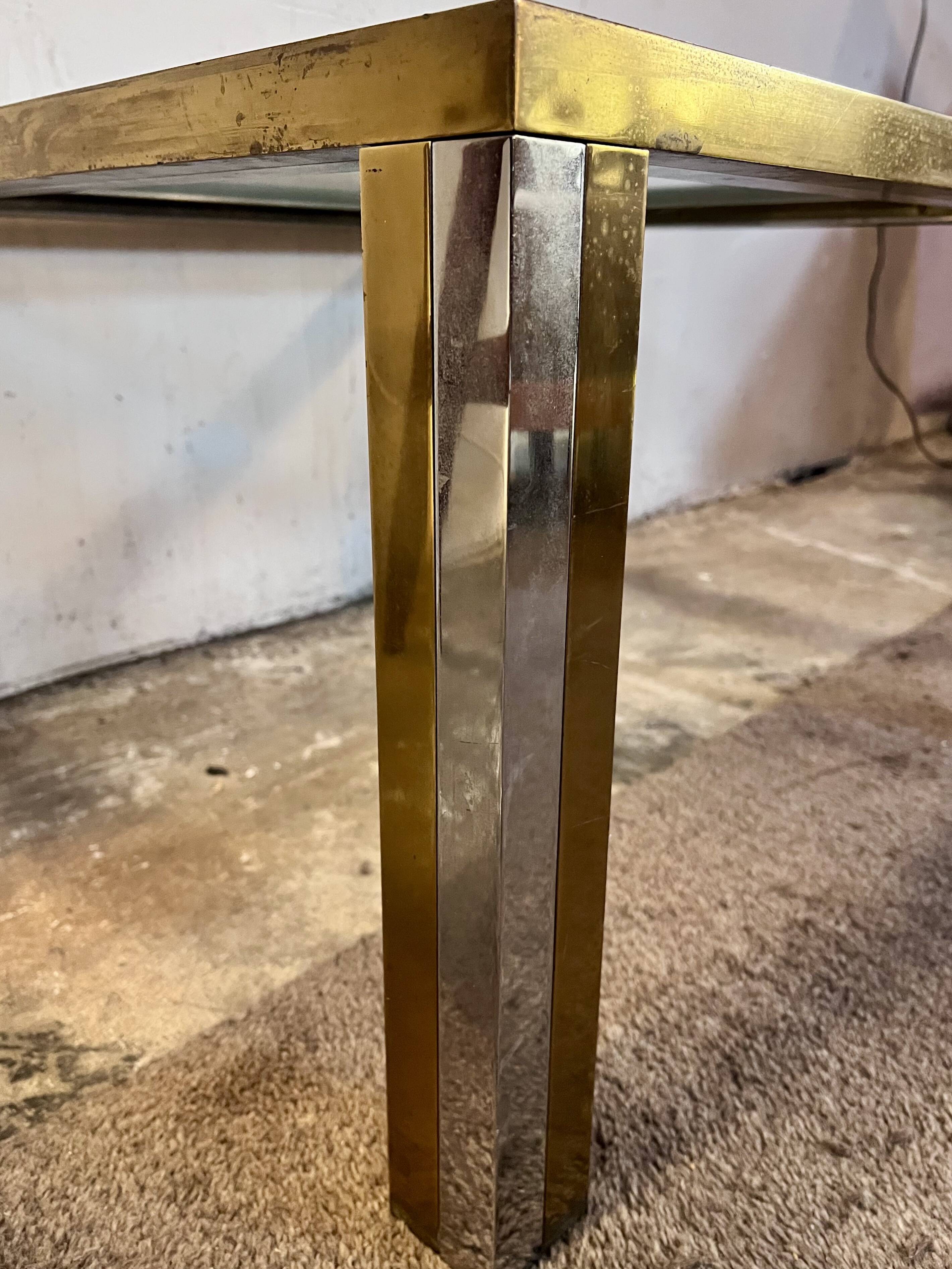 Chrome and brass coffee table, 1970