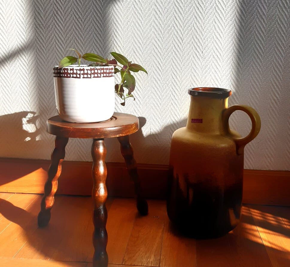 Turned wooden tripod stool