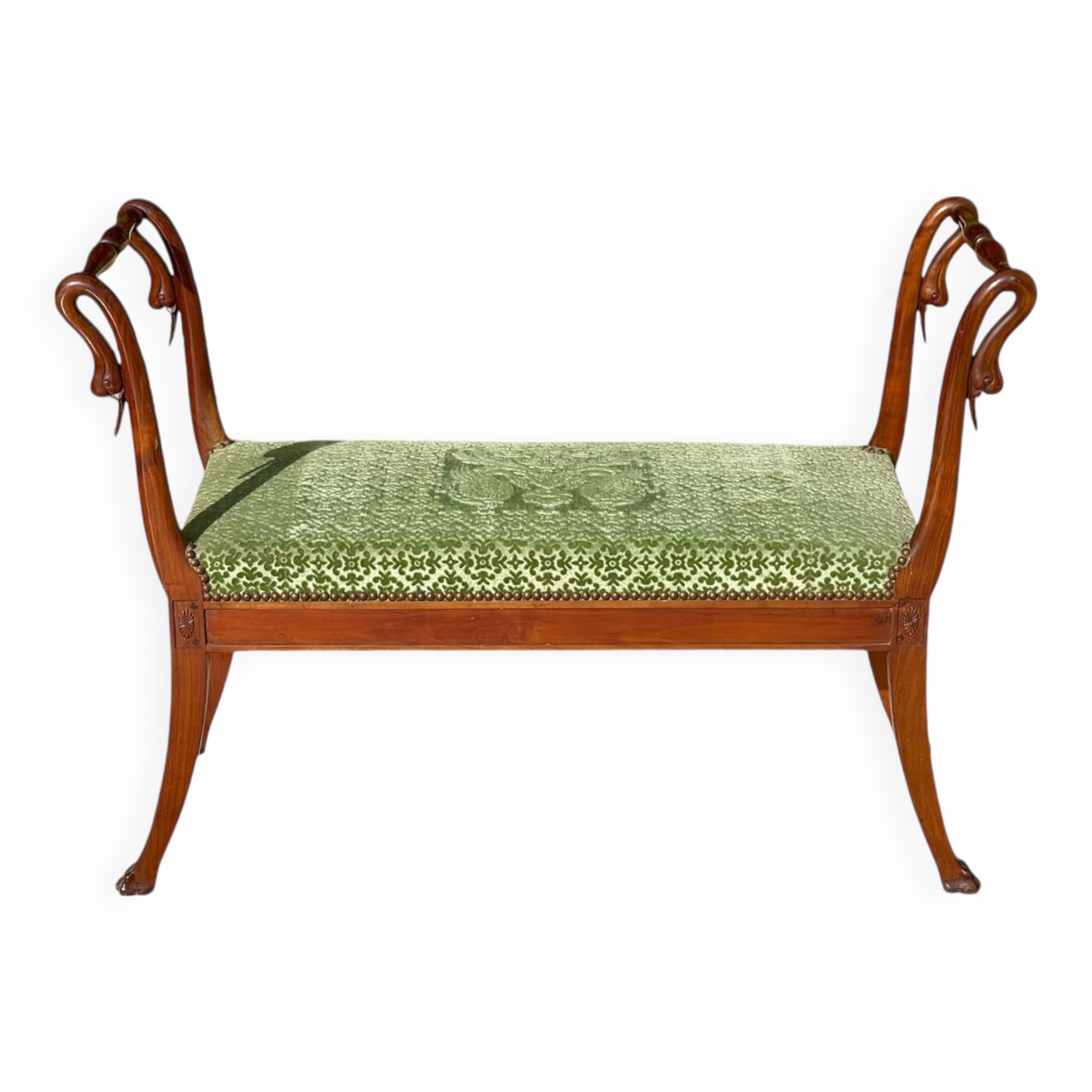 Empire Style Mahogany Swan Neck Bench