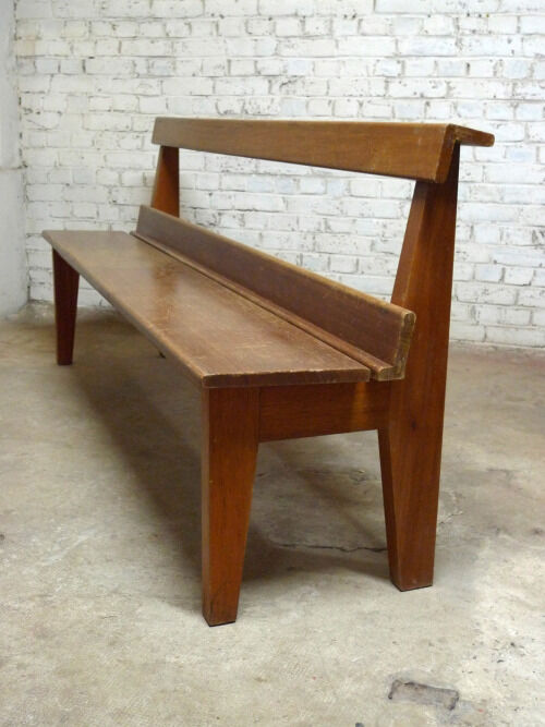 Antique vintage elm bench
