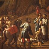 Italian painting landscape with wayfarers from the 18th century