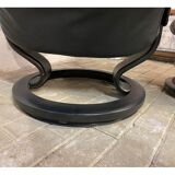 Armchair relaxation leather & footrest Stressless model Ekornes vintage 1980