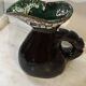 Sculptural pitcher Vallauris in glazed ceramic green and brown, France
