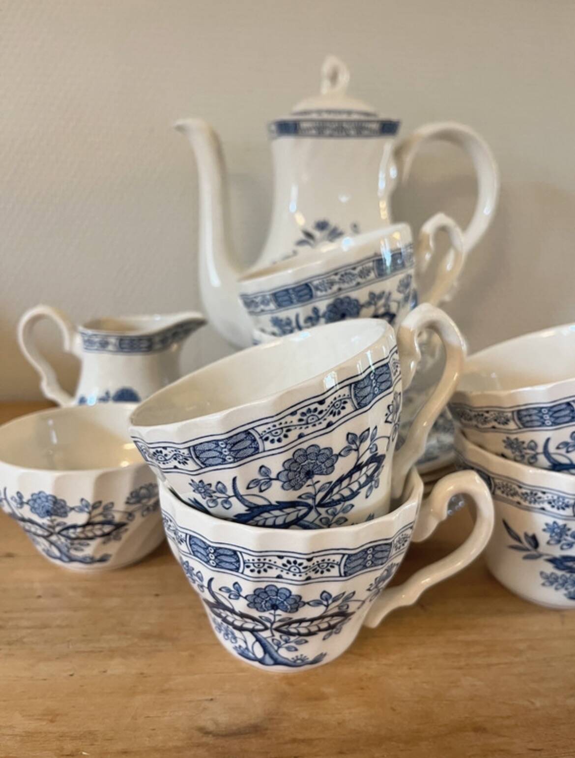 Blue Onion tea service by Myott Meakin 1982