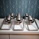 6 Vintage 1960 Mazda Pare Fée range brushed aluminum wall lights