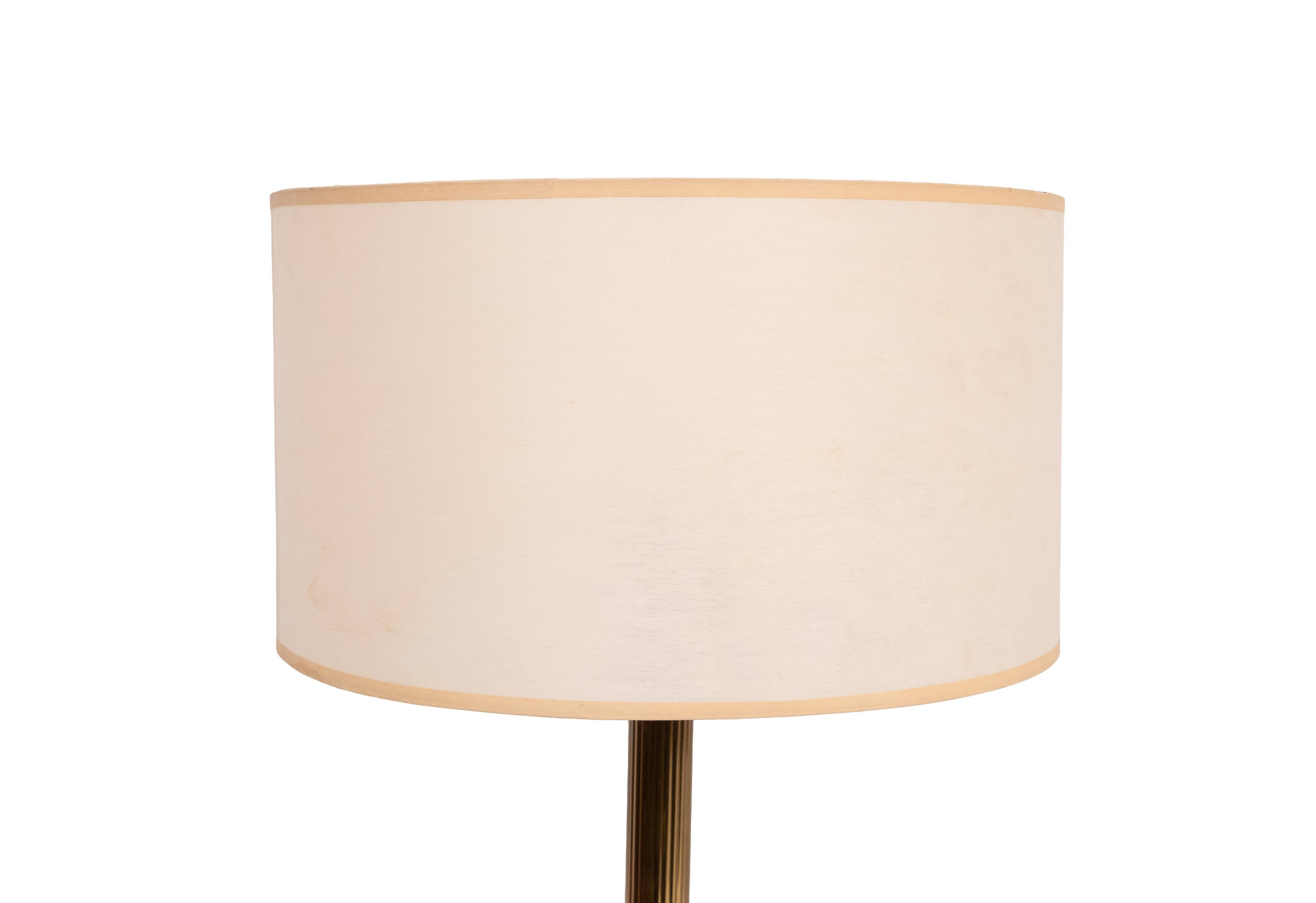 set Jacques Adnet Red Stich Leather Table lamps 1960s France