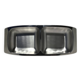 Double hollow brushed stainless steel dish