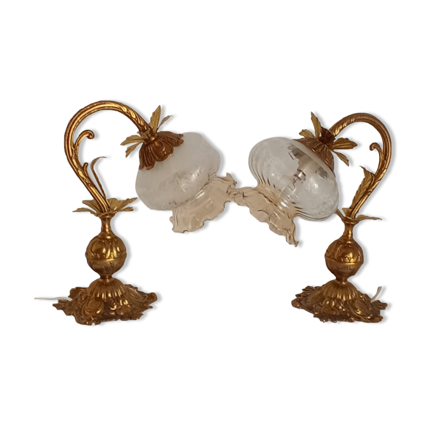 Pair of bronze gooseneck lamps