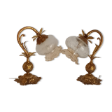 Pair of bronze gooseneck lamps