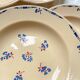 6 assiettes creuses porcelaine vintage K&G Luneville "Flore" 1950s petites fleurs bleues