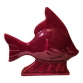 Poisson rouge céramique craquelé Art Deco Saint Clément
