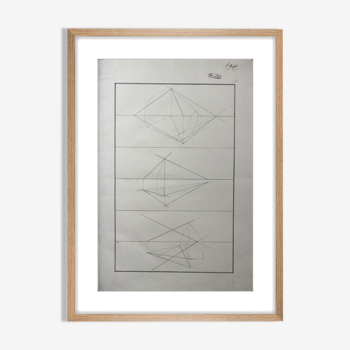 Old drawing - study of geometry - Ecole Royale Polytechnique 1824