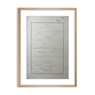 Old drawing - study of geometry - Ecole Royale Polytechnique 1824