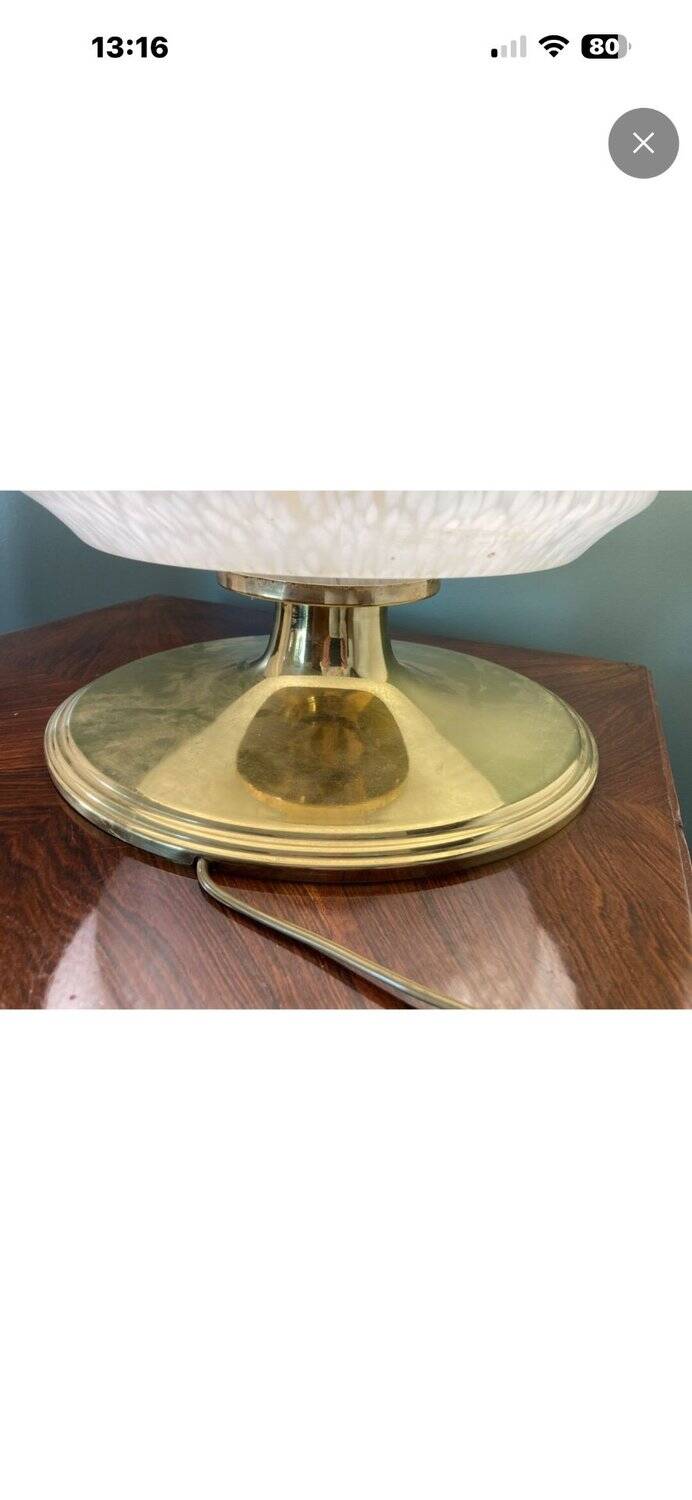 Vintage table lamp from Verrerie de Clichy, speckled glass and brass, years.