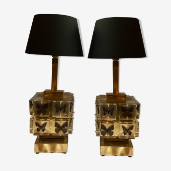Pair of Murano glass lamps, 20th century