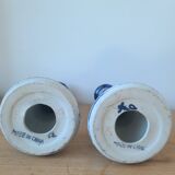 Vintage-style blue and gold floral ceramic candlesticks CHMR