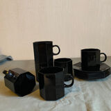 Set of 6 Arcoroc cups and saucers, 1980