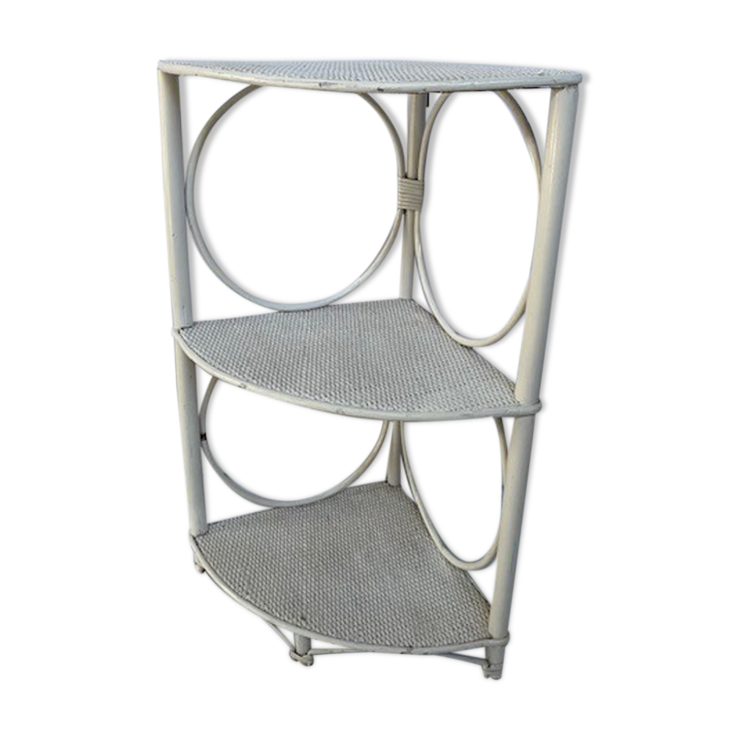 White rattan angle shelf