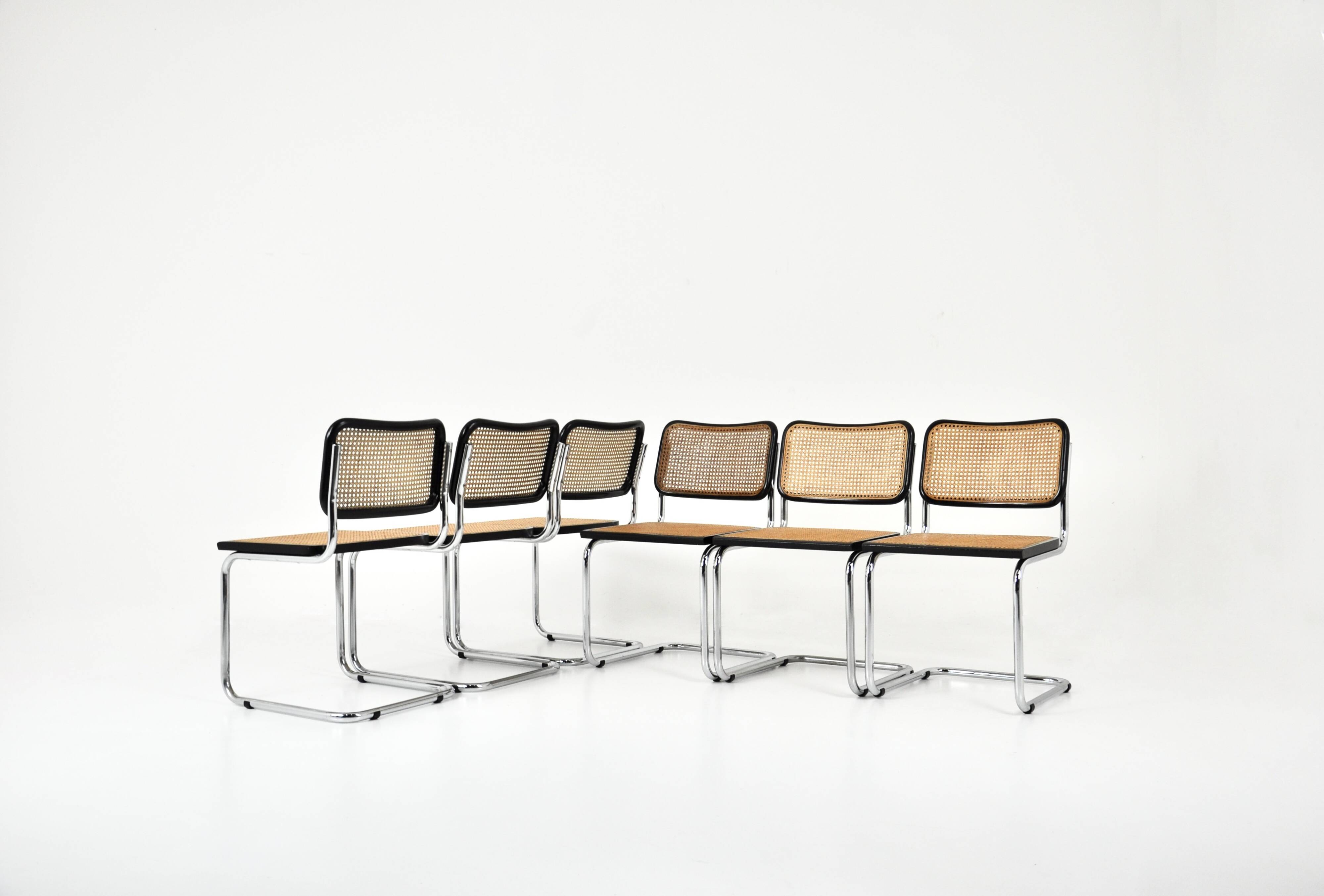 Ensemble de 6 chaises de salle à manger style B32 par Marcel Breuer
