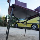 Ross Littell for Matteo Grassi Armchairs Bordeaux Leather & Steel, set of 2