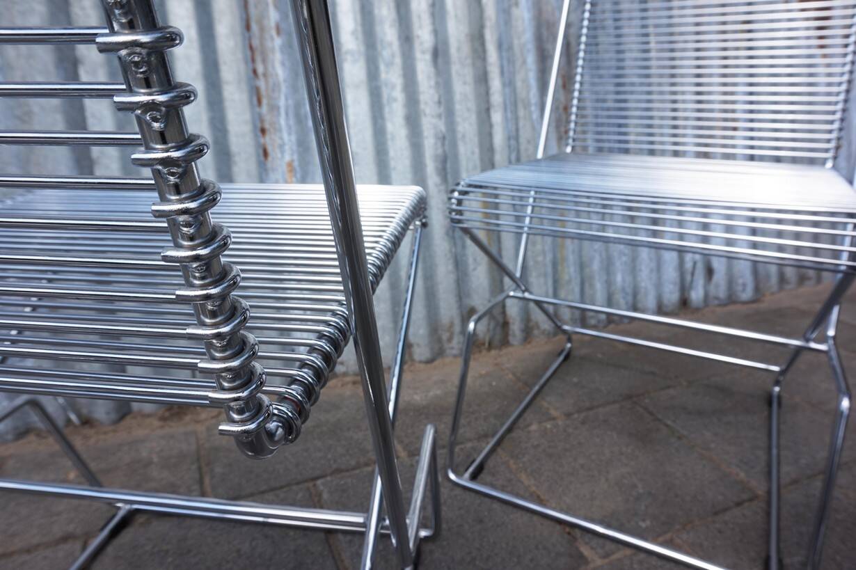 Set of 4 wire chairs, 1980s