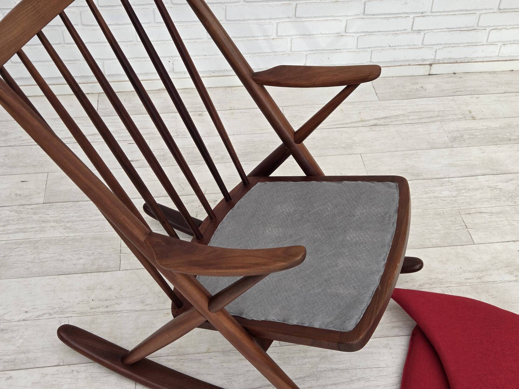 1960s Danish rocking chair by Frank Reenskaug, model 182, reupholstered.