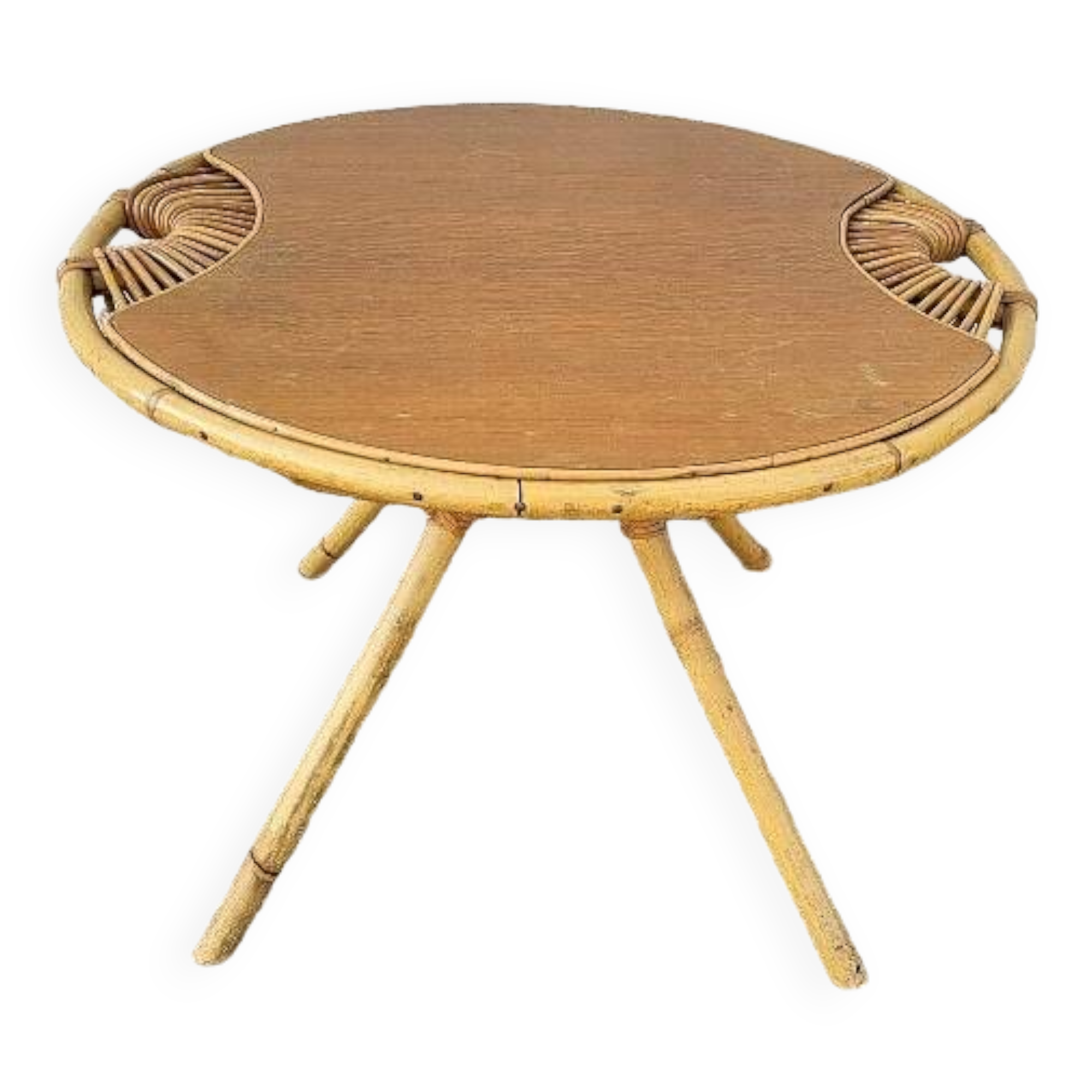 Round rattan coffee table 1960